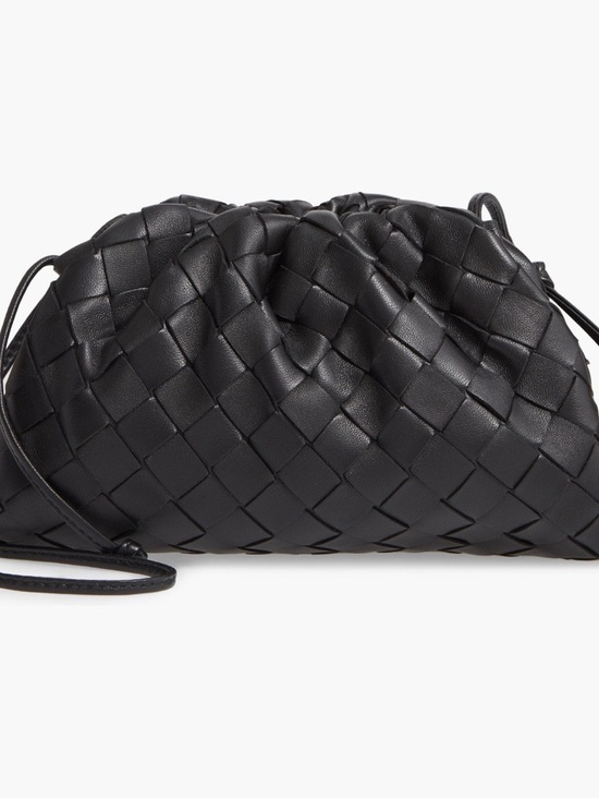 Bottega Veneta Handbags - Bottega Veneta Black Woven Leather Crossbody Pouch